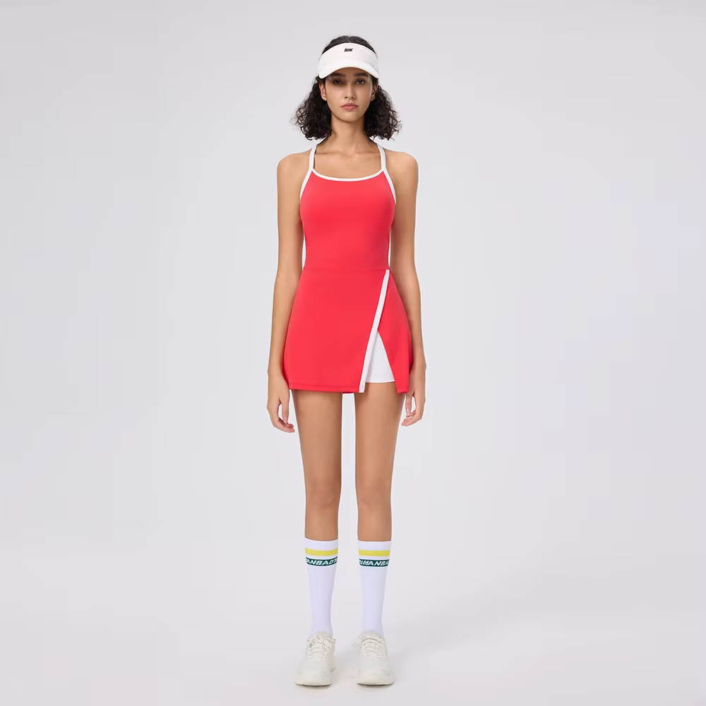 Robe de Tennis avec short pour femmes, vêtements de Golf, d'entraînement, de gymnastique, sans manch