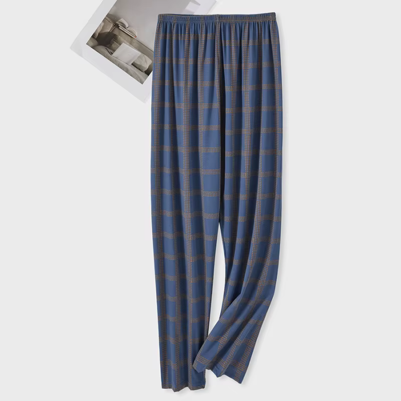 Pantalon de pyjama en pur coton pour hommes pour le printemps et l'automne, coupe ample confortable