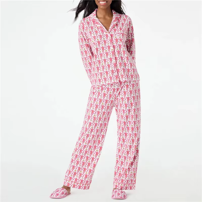 Pyjama Roller Rabbit Monkey, pyjama preppy, ensemble de pyjama mignon pour femmes, pyjama Y2k à manc