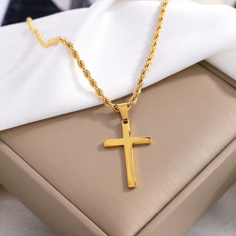 Collier Homme Spirituel - Collier Minimaliste en Acier Inoxydable avec Croix de Jésus pour Hommes - 
