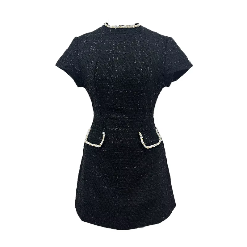 Robe courte en Tweed blanche élégante, ligne a, Mini robes courbées, épaulettes de luxe, nouvelles r