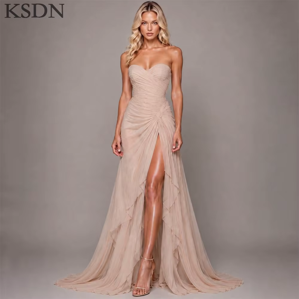 Robes de soirée élégantes pour femmes, robes longues de mariée de luxe en mousseline avec traîne cha