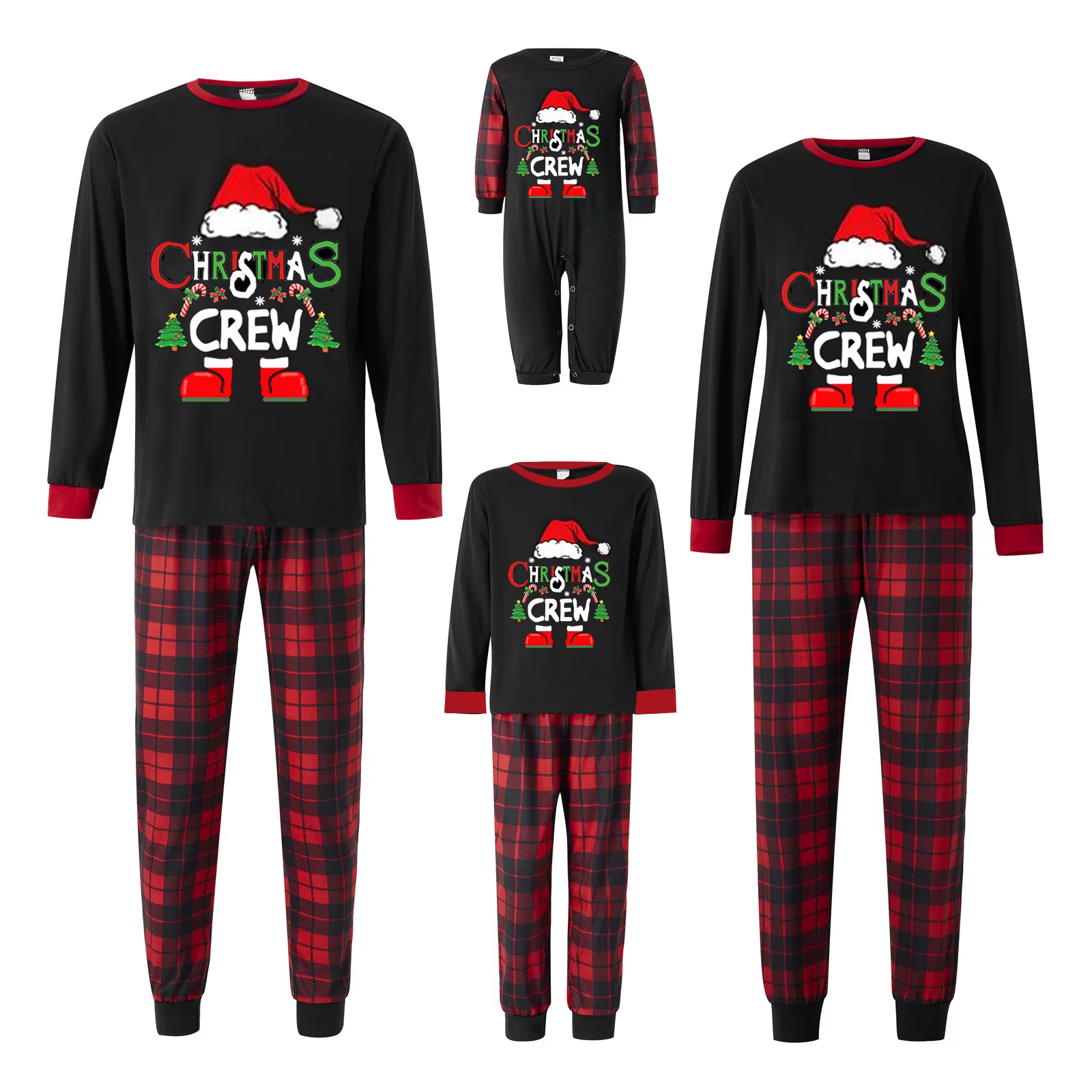 Pyjama de famille de noël, ensemble assorti, imprimé père noël, hauts à manches longues et pantalons