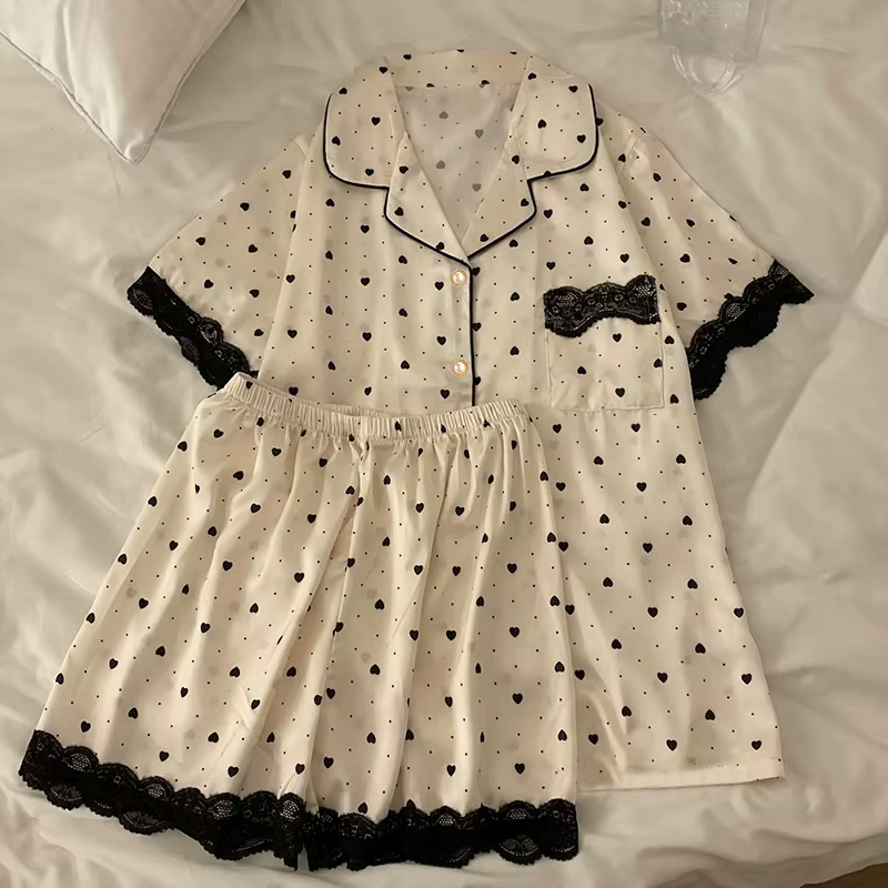 Nouveaux pyjamas haut de gamme pour femmes, style frais et tendance, ensemble d'été fin à manches co