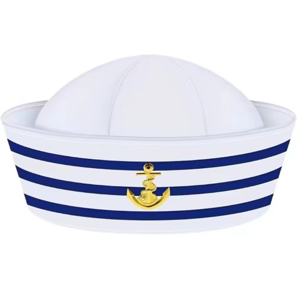 Chapeau de capitaine de yacht bleu marine confortable pour déguisement de marin, accessoire de costu
