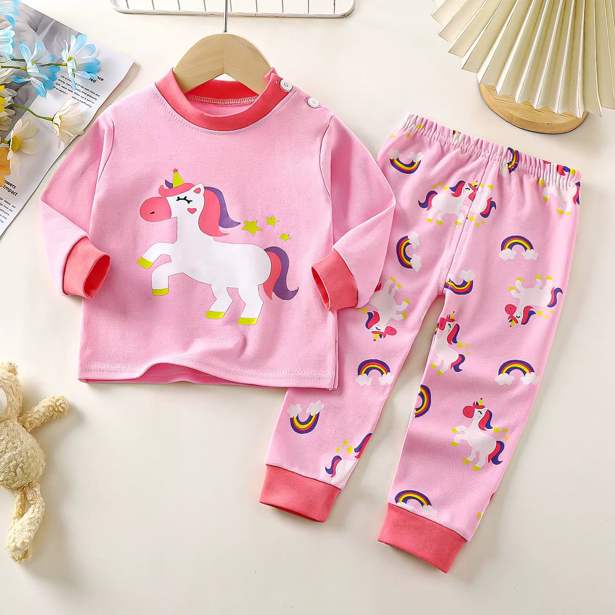 Garçons filles automne pur coton Pyjamas enfants dessin animé imprimé à manches longues t-shirts hau