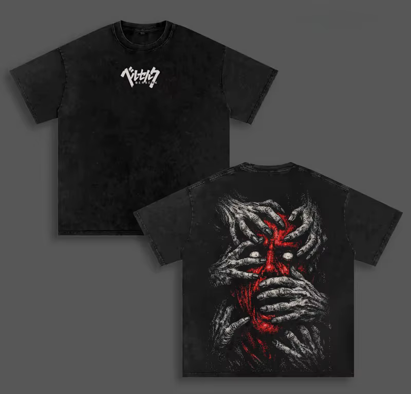 T-shirt vintage Berserk pour hommes, vêtements gothiques, hip hop, mode Y2k, t-shirt d'été à manches
