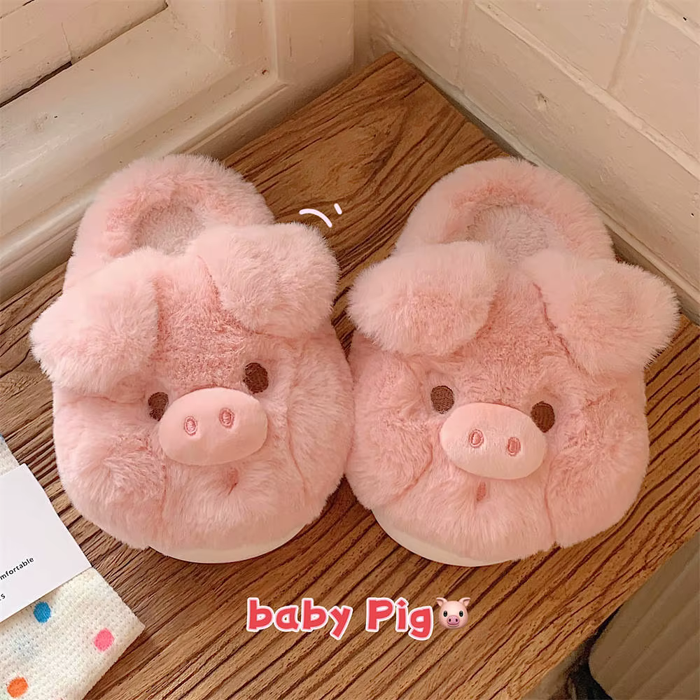 Chaussons en coton rose pour femmes, chauds et antidérapants, mignons, en peluche douce, pour l'inté