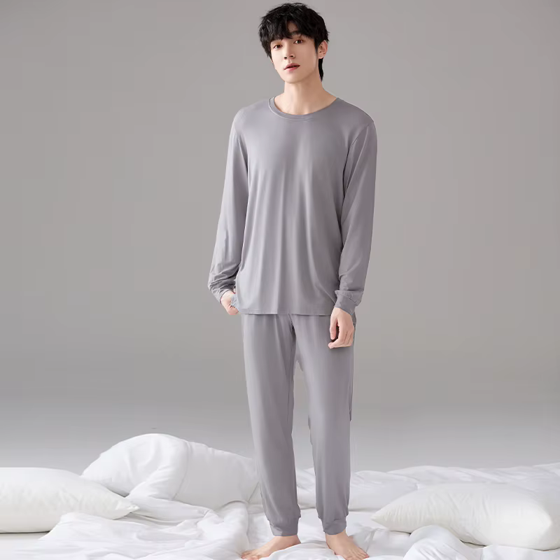 Printemps et automne Couple Modal pyjama ensemble femmes à manches longues pyjamas avec coussin de p