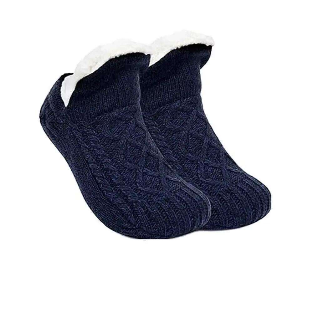 Pantoufles de maison en velours épais, chaussettes de sol chaudes pour femmes et hommes, chaussettes