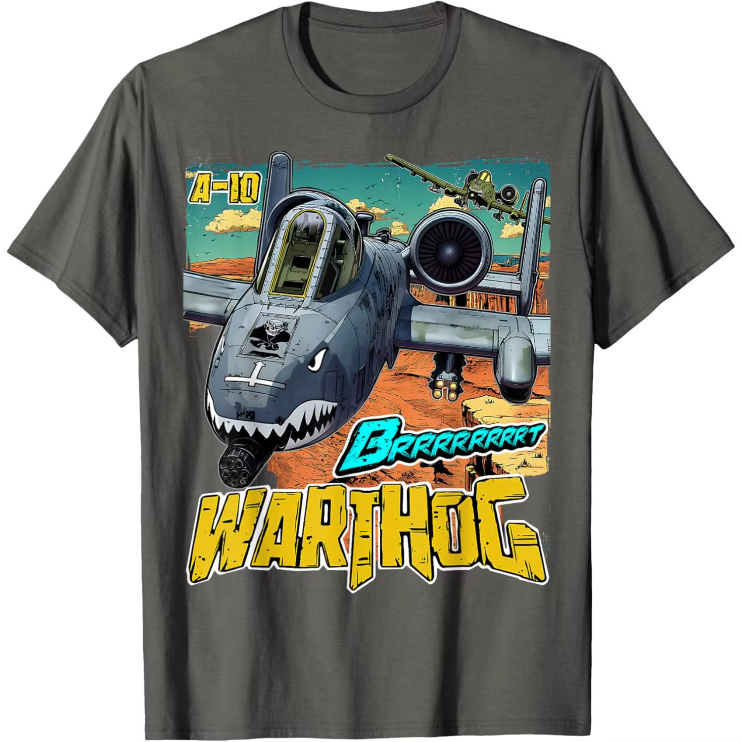 T-shirt décontracté pour hommes avec imprimé graphique d'avion de chasse Warthog Jet, en coton respi
