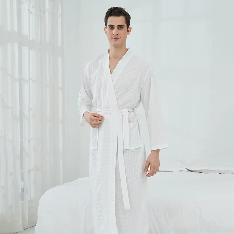 Peignoir pour hommes femme longue absorbante Terry Robe de bain Kimono hommes serviette peignoir sol