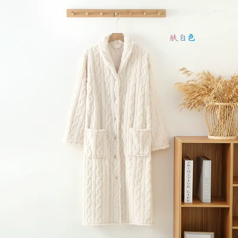 Automne hiver femmes chaud flanelle Robe dames doux peignoir femme à manches longues Robe de chambre