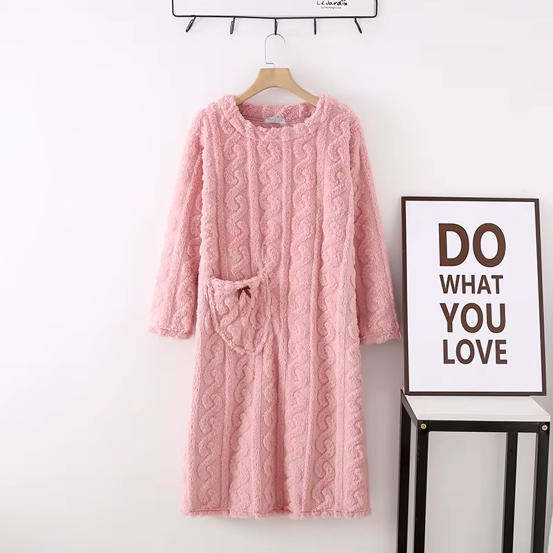 Automne hiver lâche corail polaire chemises de nuit femme robes de chambre épaisse flanelle femmes l