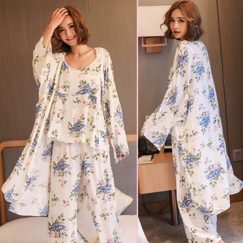 3 pièces femmes japon Kimono Pyjamas coton vêtements de nuit Pijama doux maison