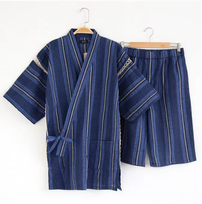 Pyjama kimono japonais en coton pour hommes, maison Jinbei, short d'été