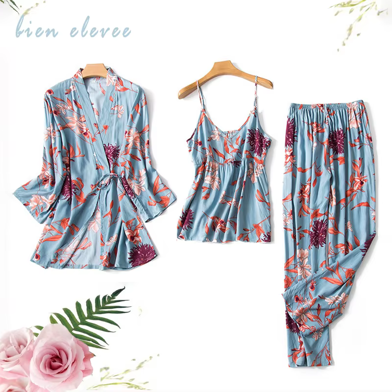 Ensemble de robe d'impression de fleurs Femmes Pyjamas Ensembles Vêtements De Nuit Sexy Lingeries Imprimé Floral
