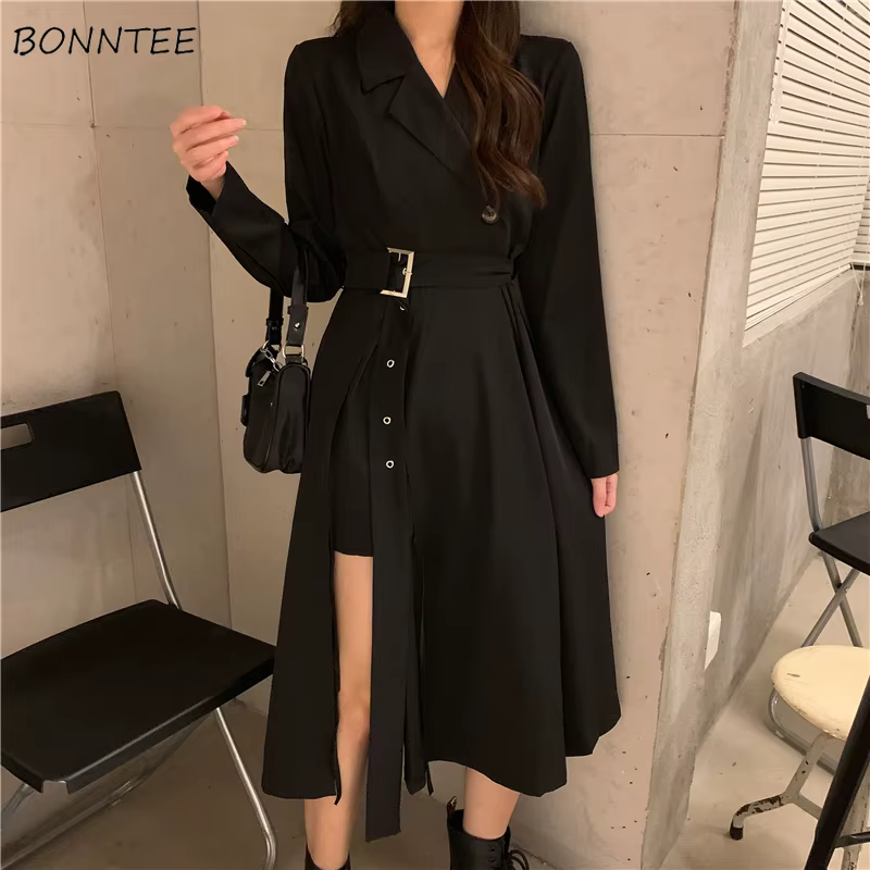 Robe mi-longue à manches longues pour femmes