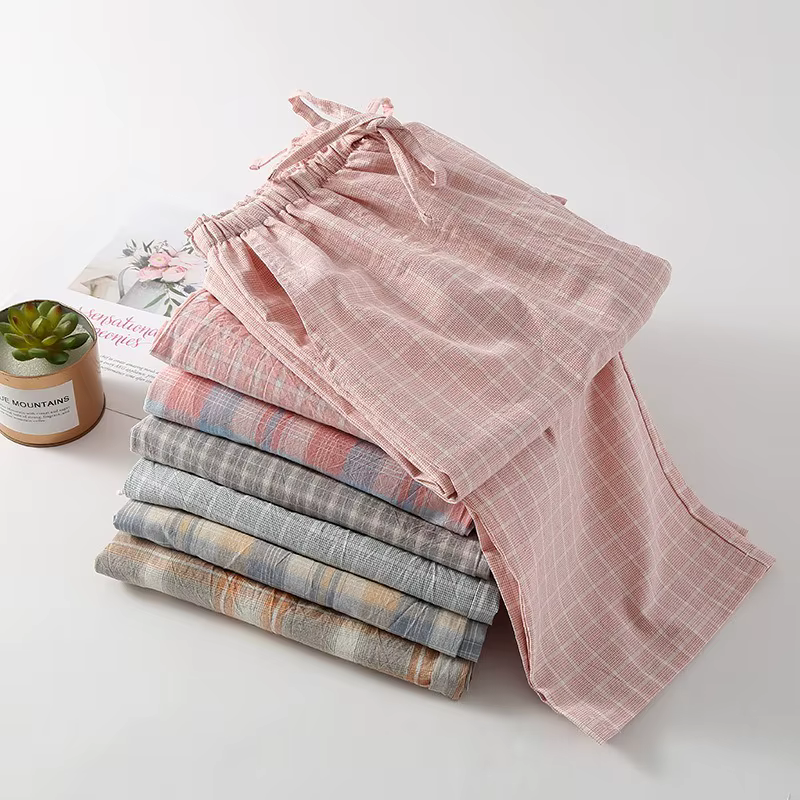Pantalon de pyjama en coton à carreaux pour femmes