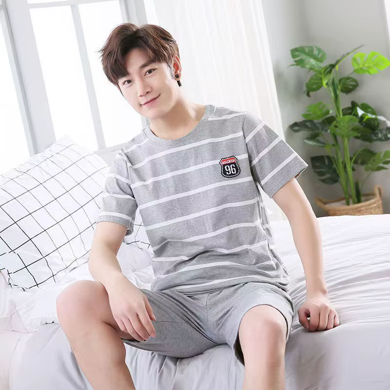 Ensemble de pyjama d'été pour homme : haut à manches courtes et short
