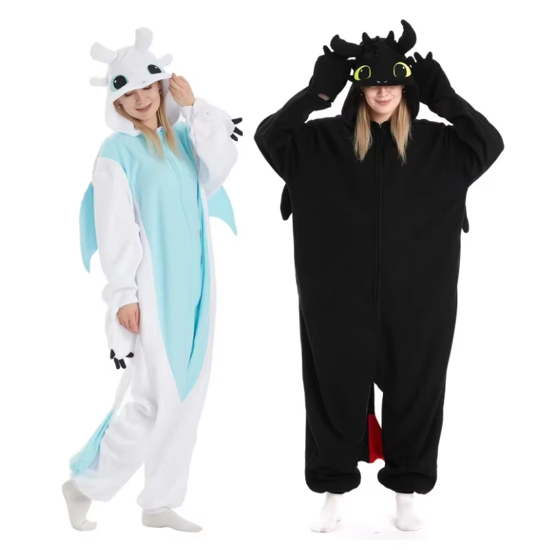 Nouveau Pyjama Combinaison Dragon Sans Dents pour Adulte