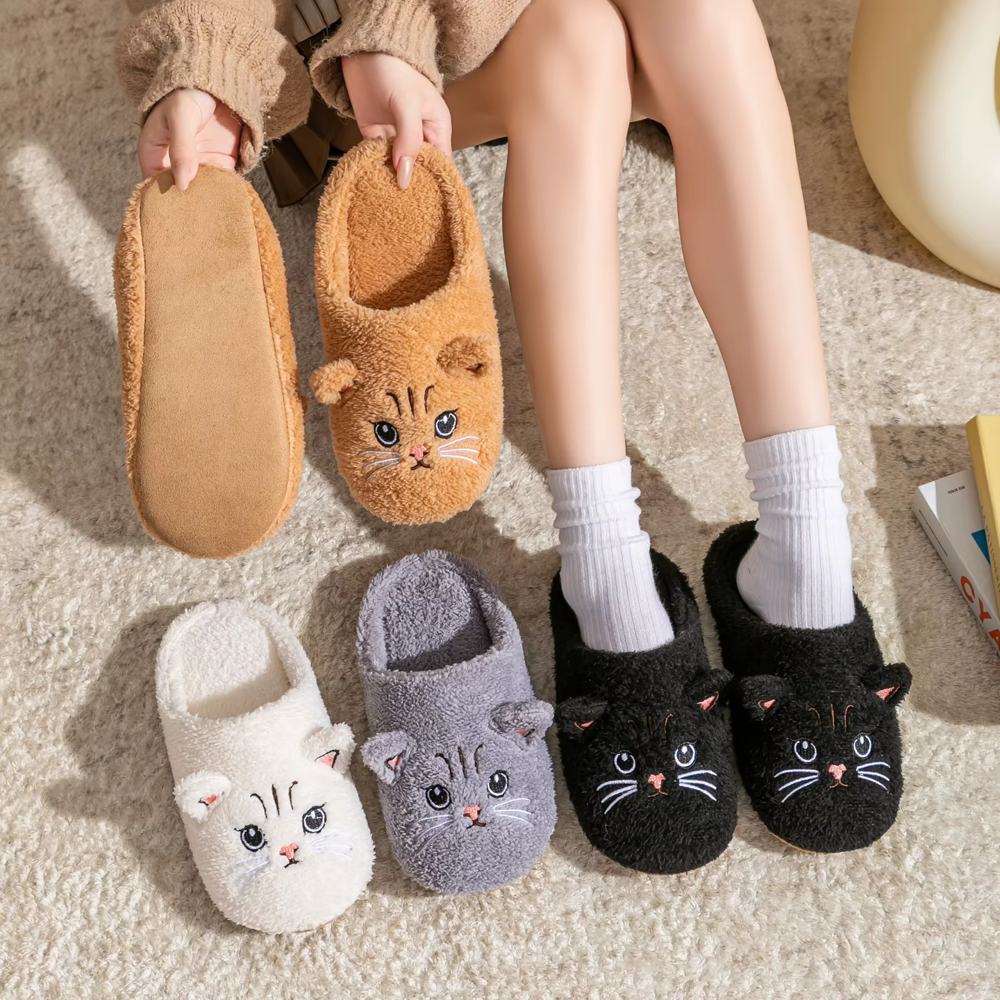 Pantoufles en peluche pour femmes