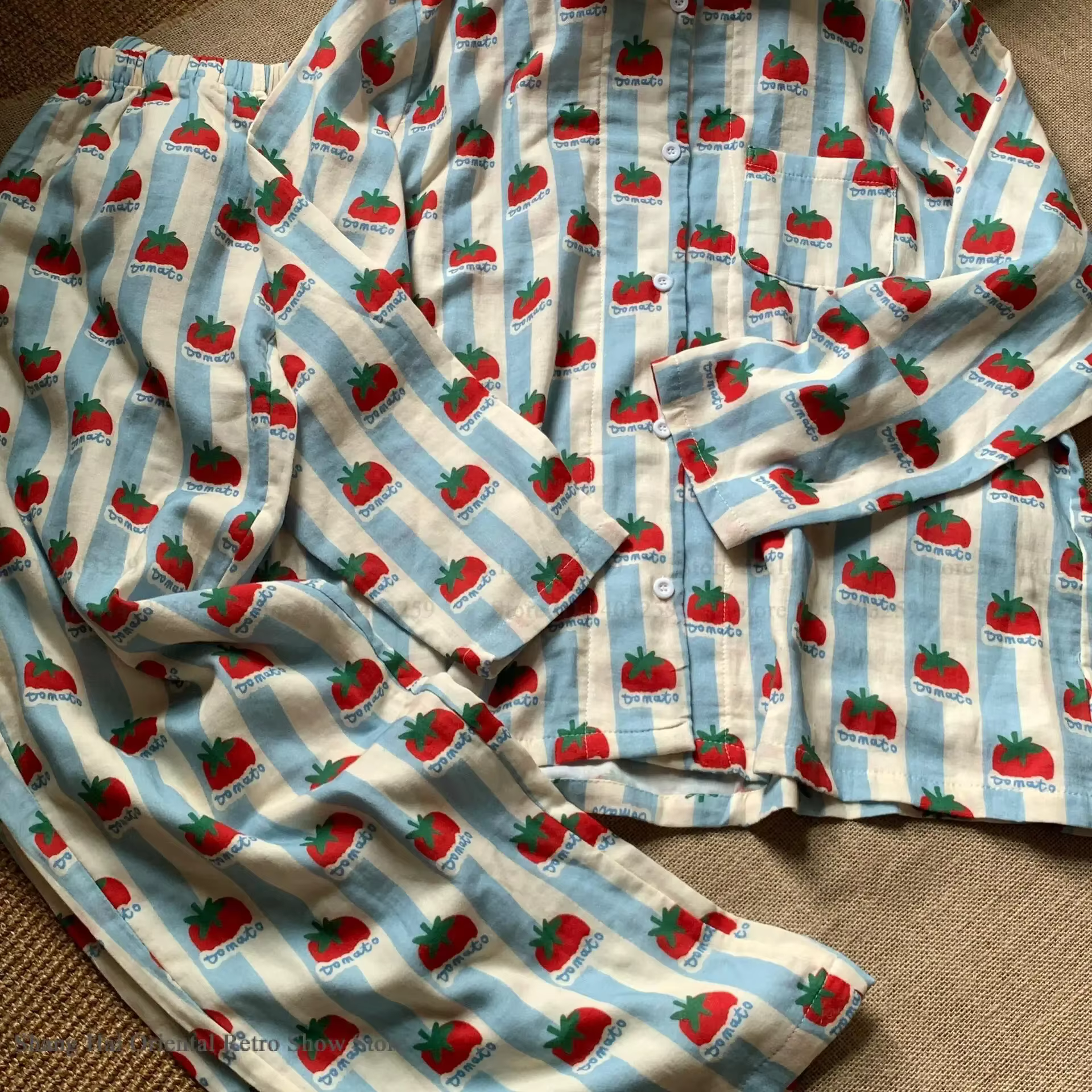 Doux mignon dessin animé 2 pièces Pyjamas ensemble printemps automne nouveau coton Pijamas costume femmes vêtements de