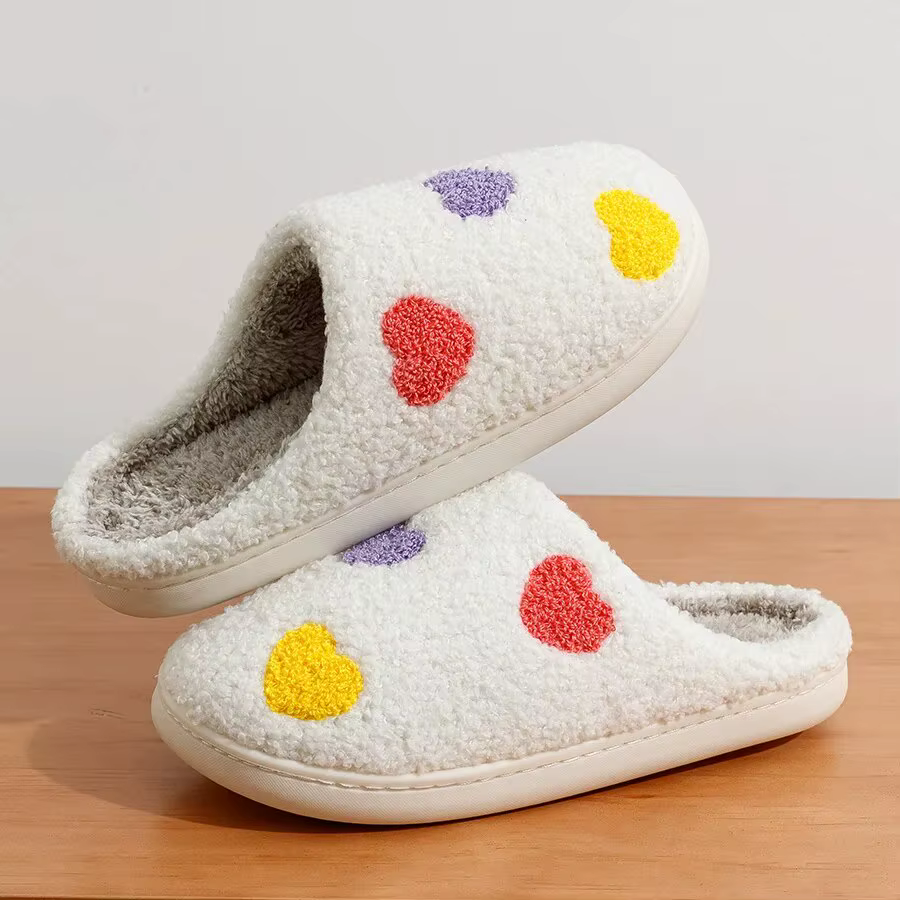 Pantoufles multicolores au Design petit cœur pour femmes