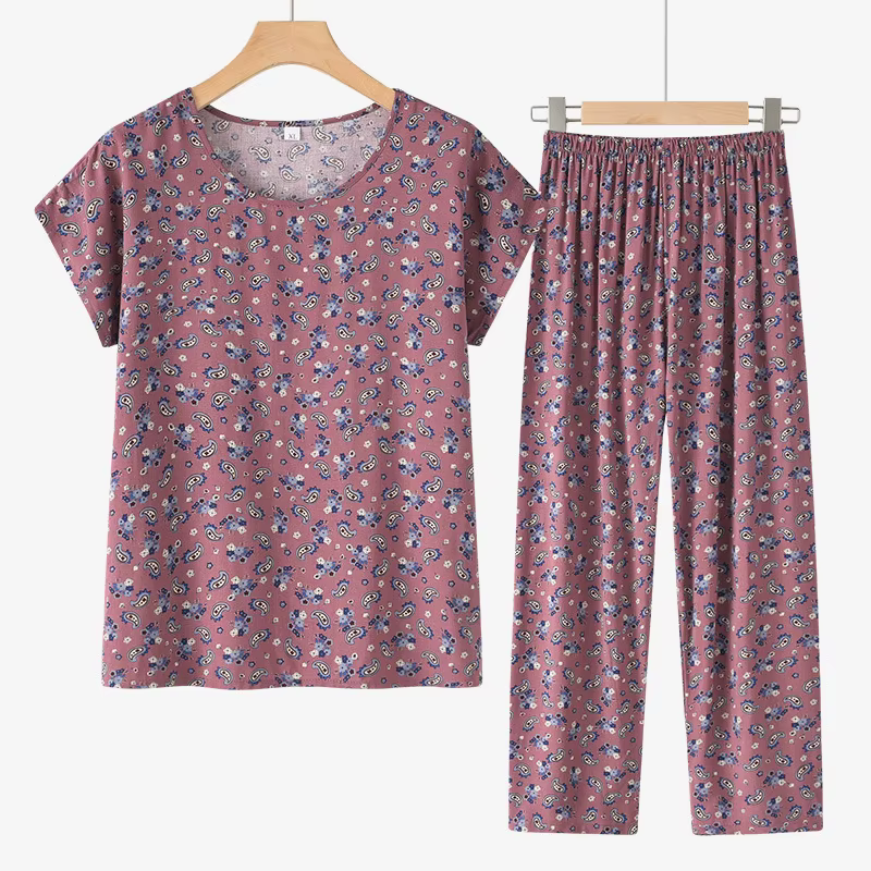 5XL grande taille femmes pyjamas imbibés nouveau coton rayonne vêtements de nuit à manches courtes pantalon capri