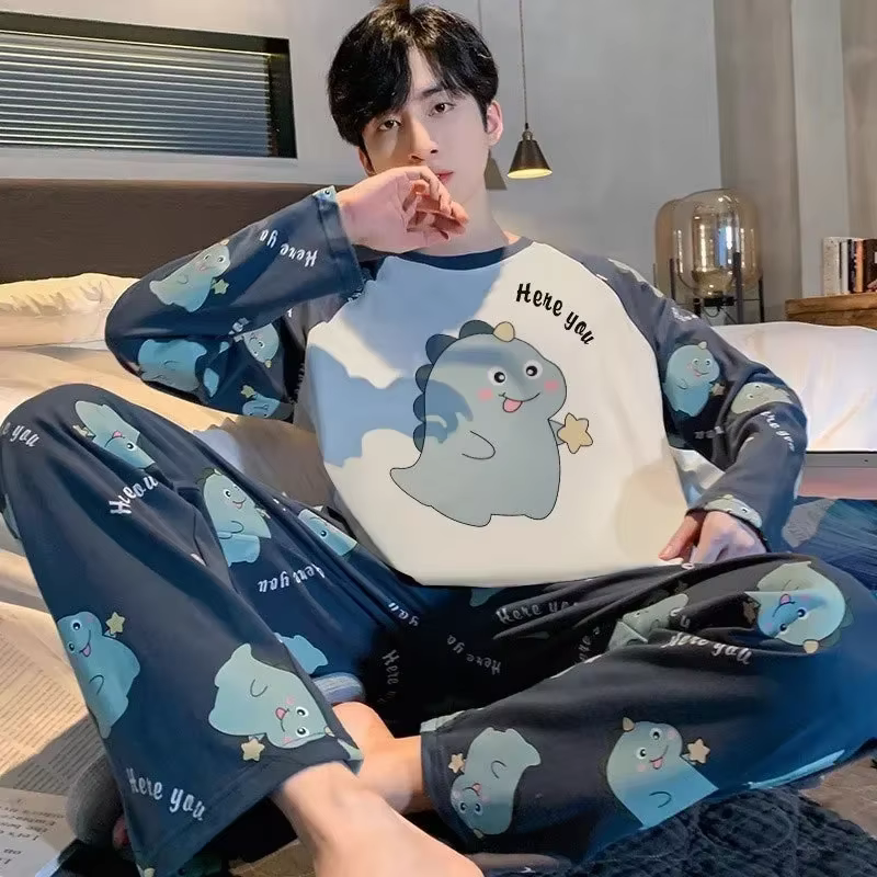 Ensemble pyjama en coton à manches longues pour hommes