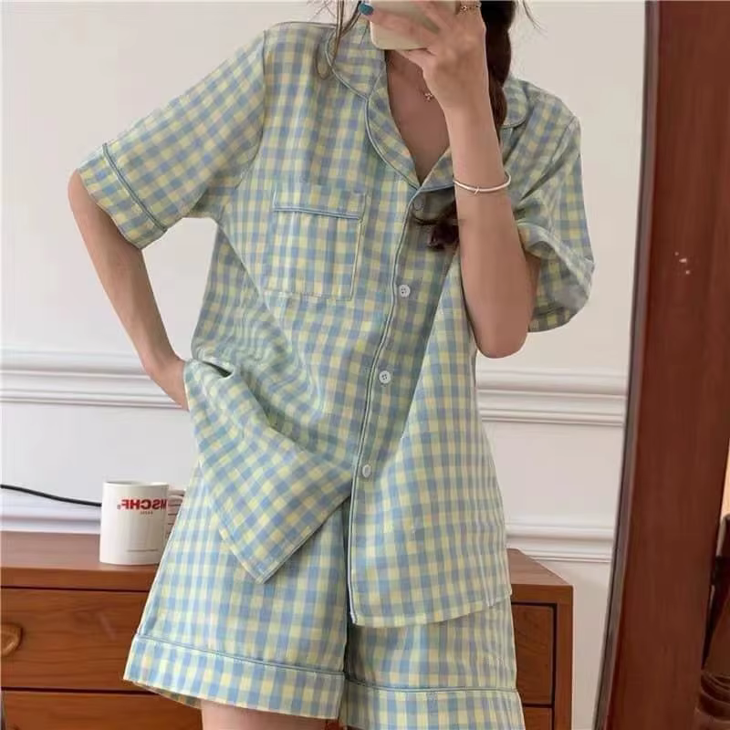 Pyjamas femmes dessin animé ours mignon haute valeur à manches courtes vêtements de détente costume Cardigan rayé