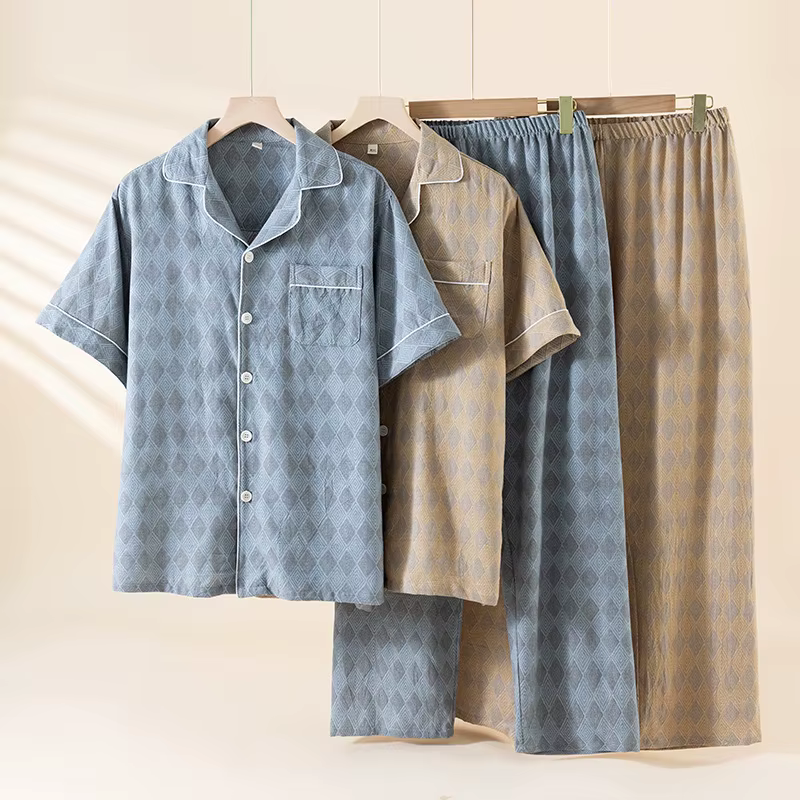 Pyjama Jacquard en pur coton pour hommes