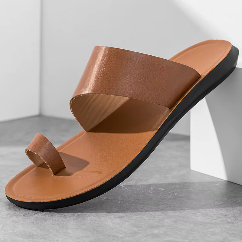 Pantoufles pour hommes 2025 été nouveau pantoufle en cuir décontractée confortable antidérapant