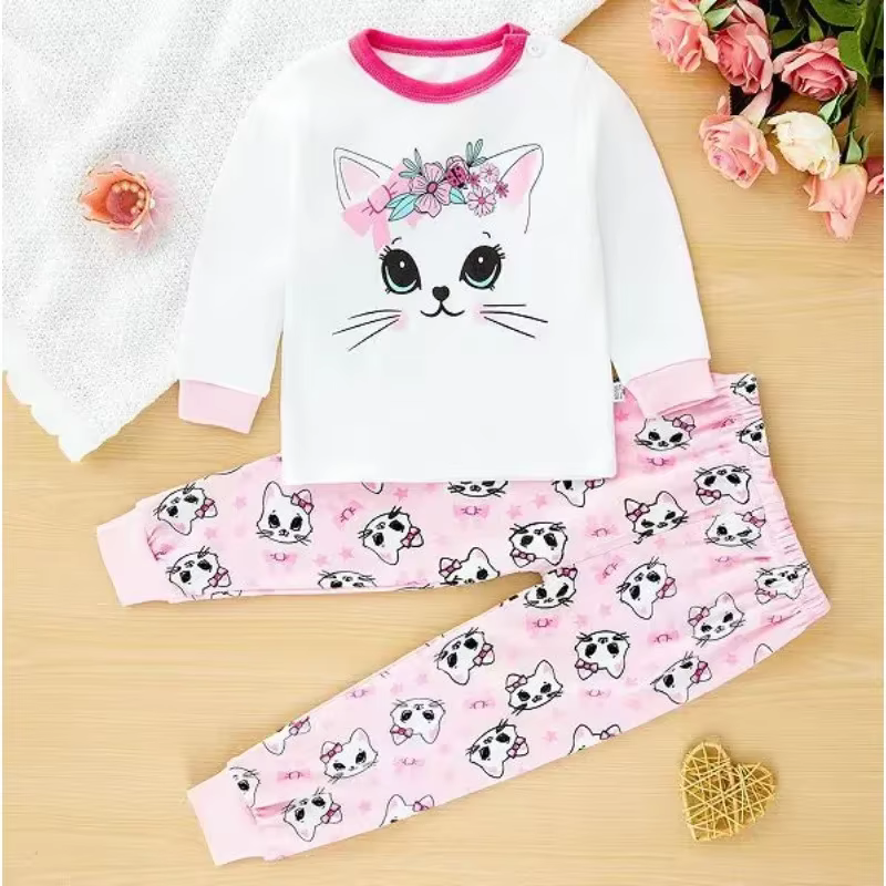 Nouveaux enfants pyjamas bébé garçons filles mignon dessin animé à manches longues T-Shirt haut + pantalon enfant en