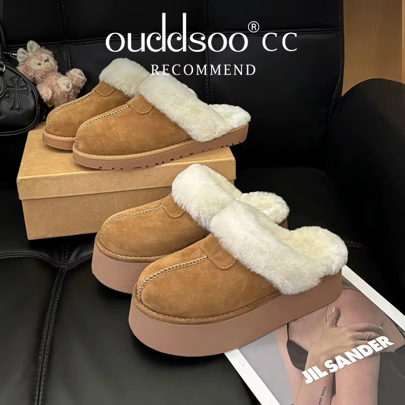Ods luxe concepteur chaussons pour femmes hiver en peluche chaussures chaudes unisexe intérieur extérieur tongs