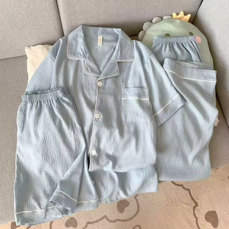 Pyjama trois pièces pour homme printemps/été - ensemble confortable de pantalon et short à manches courtes pouvant être porté à l'extérieur