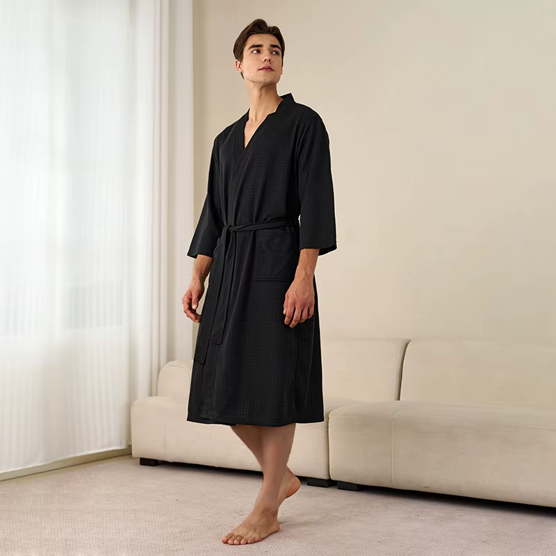 Peignoir tissé gaufré, Style nordique minimaliste