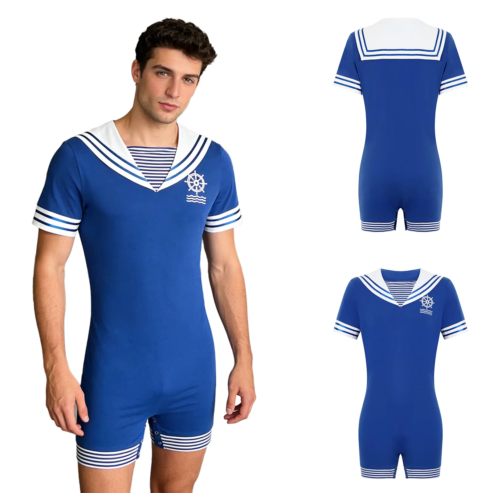 Pyjama une pièce style marin pour homme