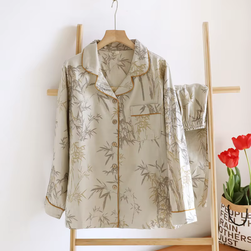 Pyjama en fil de coton peigné monocouche haute densité pour femmes