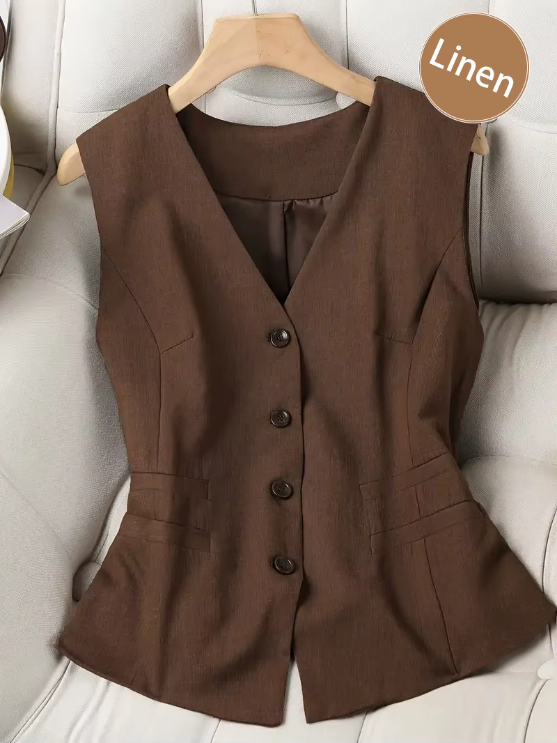 Gilet Chic en mélange de lin pour femmes