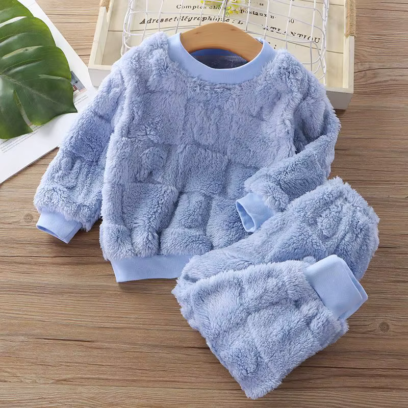 Automne hiver vêtements de nuit flanelle pyjamas pour filles garçons à manches longues hauts + pantalons costumes mode