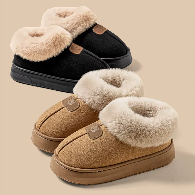 Pantoufles d'hiver doublées en polaire pour hommes et femmes
