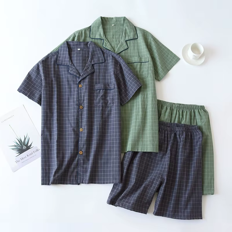 Pyjama d'été fin à manches courtes pour hommes