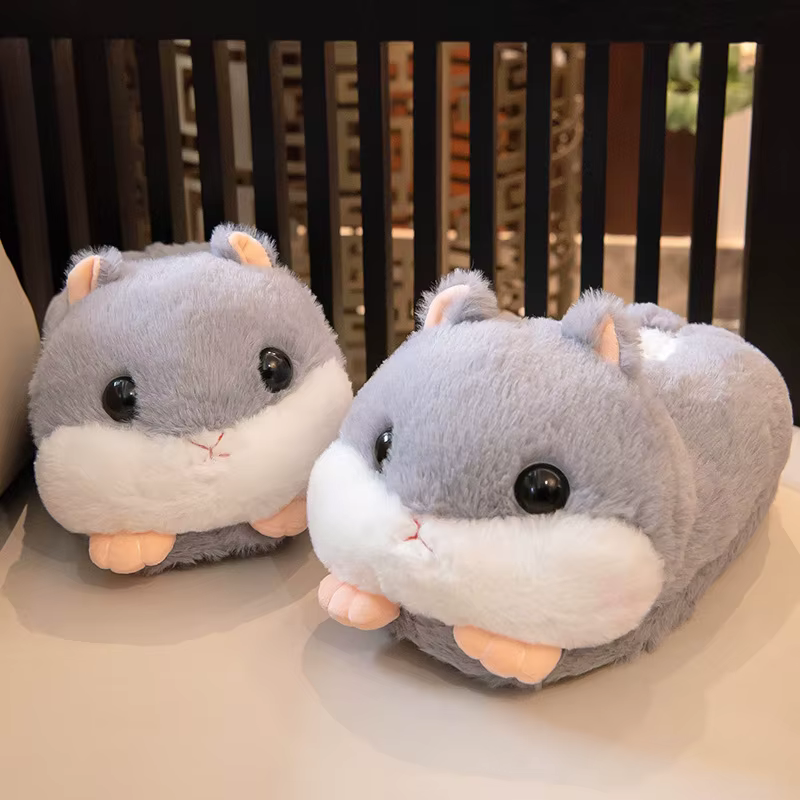 Cuddle mignon Hamster pantoufle pour femmes hiver automne en peluche chaud chambre nuage chaussures famille