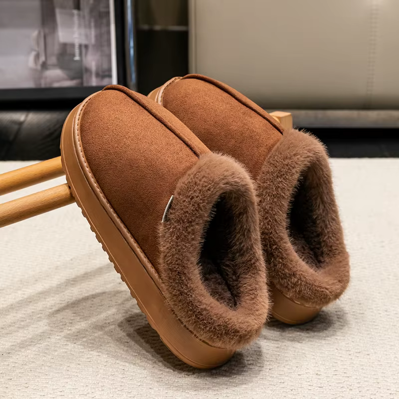 Chaussons moelleux avec doublure en fourrure pour couples