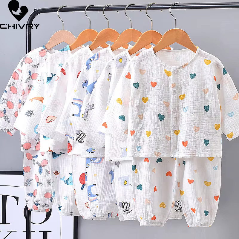 Pyjama d'été en coton et lin pour enfants