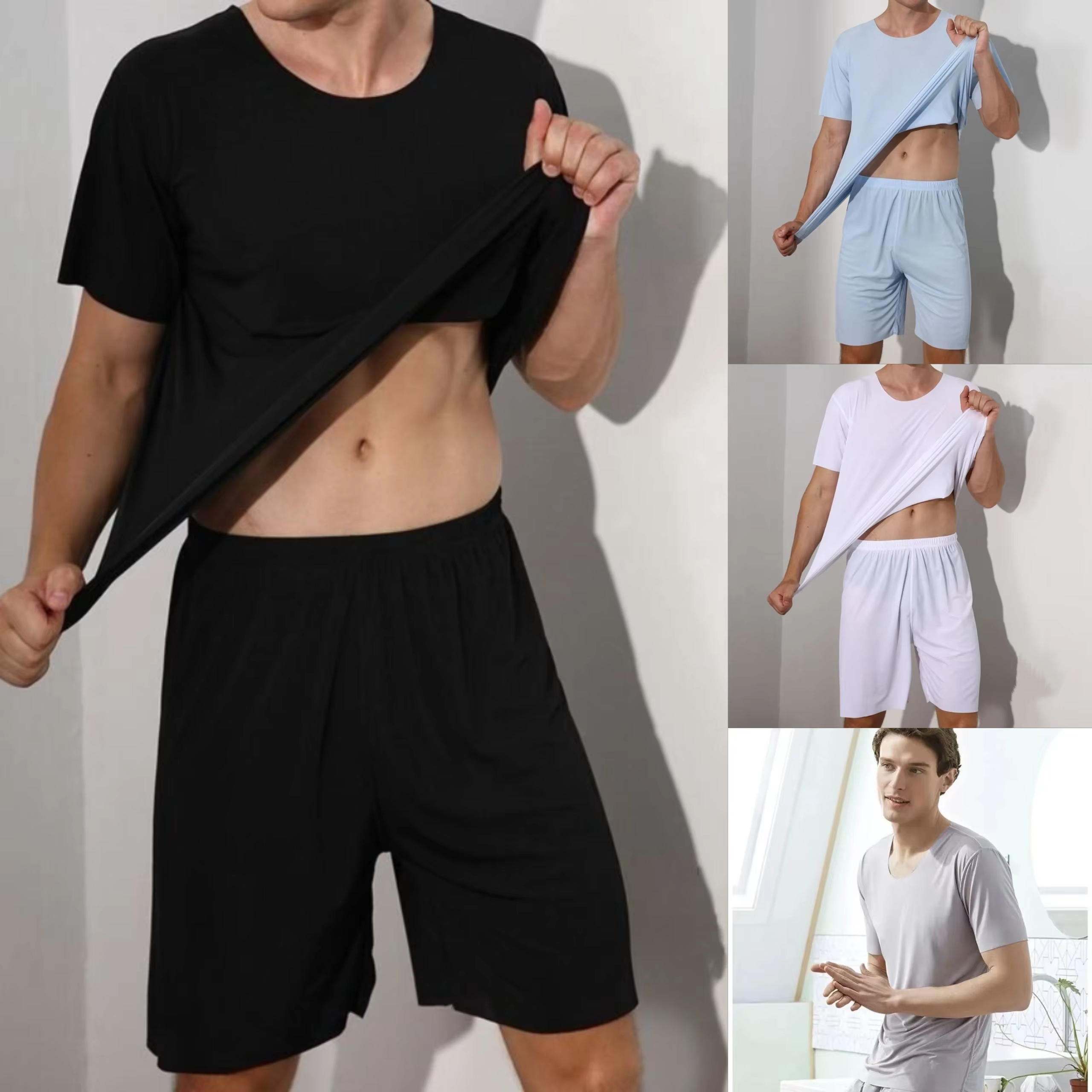Pyjama deux pièces en soie glacée pour homme