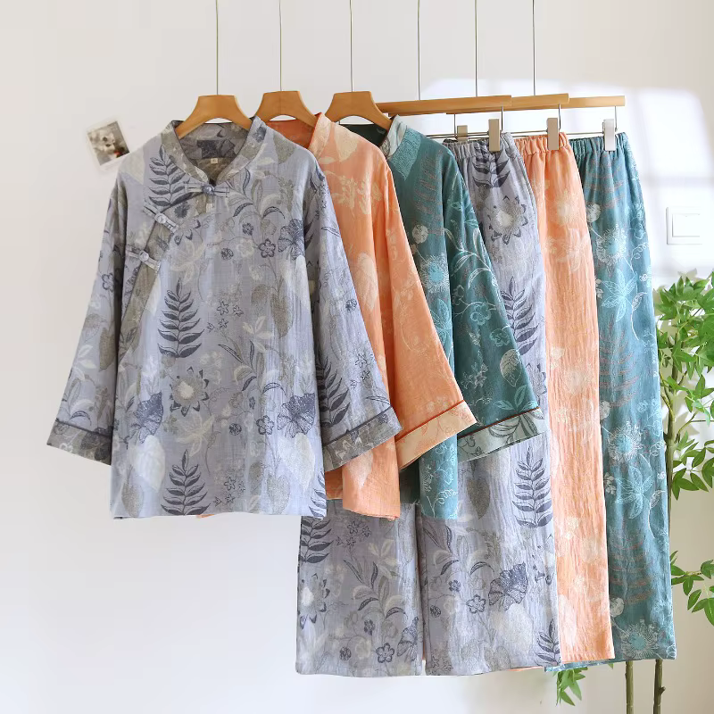Ensemble pyjama en coton Jacquard pour femmes