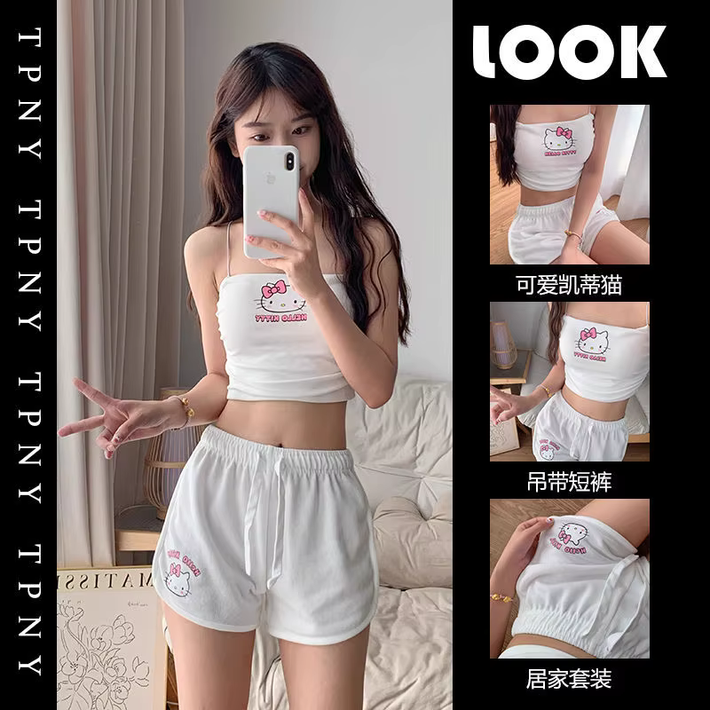Pyjama Hello Kitty avec coussinets de poitrine pour femmes