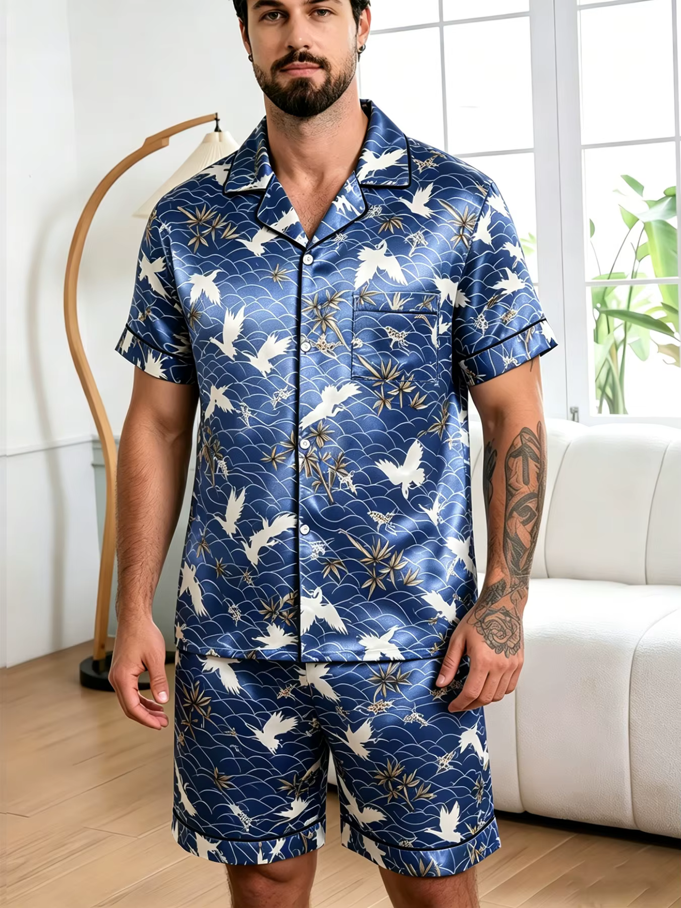 Pyjama imprimé à carreaux pour hommes